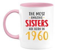 quotedazur Café-Croissant - Personalized Custom Coffee Mug The Most Amazing Sisters are Born in 1960 - Birthday Gift, Anniversary, Milestone Celebration