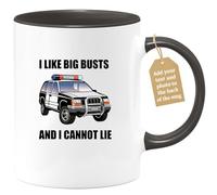 quotedazur Café-Croissant - Police Officer Custom Coffee Mug - I Like Big Busts and I Cannot Lie - Modern Humorous Police Graduation