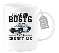 quotedazur Café-Croissant - Police Officer Custom Coffee Mug - I Like Big Busts and I Cannot Lie - Modern Humorous Graduation