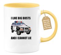 quotedazur Café-Croissant - Police Officer Custom Coffee Mug - I Like Big Busts and I Cannot Lie - Modern Humorous Police Graduation