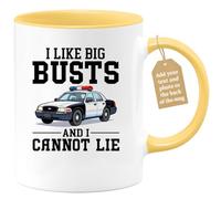 quotedazur Café-Croissant - Police Officer Custom Coffee Mug - I Like Big Busts and I Cannot Lie - Modern Humorous Police Graduation