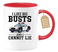 quotedazur Café-Croissant - Police Officer Custom Coffee Mug - I Like Big Busts and I Cannot Lie - Modern Humorous Police Graduation