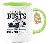quotedazur Café-Croissant - Police Officer Custom Coffee Mug - I Like Big Busts and I Cannot Lie - Modern Humorous Police Graduation