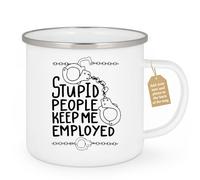 quotedazur Café-Croissant - Police Officer Custom Coffee Mug - Stupid People Keep Me Employed - Modern Humorous Graduation