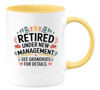 quotedazur - Mug Retired Under New Management. See Grandkids for Details - Funny Retirement Gift for Grandparents, New Adventures, Family Gatherings, and Relaxation