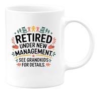 quotedazur - Mug Retired Under New Management. See Grandkids for Details - Funny Retirement Gift for Grandparents, New Adventures, Family Gatherings, and Relaxation