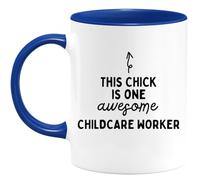 quotedazur - Mug This Chick is One Awesome Childcare Worker - The Present for Your - Personalized - Original Birthday, Christmas, Congratulations