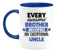 quotedazur - Personalized Custom Coffee Mug Every Awesome Brother Becomes an Exceptional Uncle - Future Gift - Surprise Pregnancy Announcement for Boy/Girl, Baby Birth, Gender Reveal, Shower, Wedding