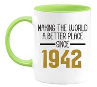 quotedazur - Personalized Custom Coffee Mug Making The World A Better Place Since 1942 - Awesome Present for Birthday - Personalized - Original, Christmas, Thank You