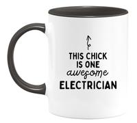 quotedazur - Personalized Custom Coffee Mug This Chick is One Awesome Electrician - The Present for Your - Personalized - Original Birthday, Christmas, Congratulations