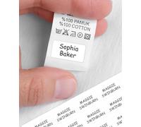 QuoteMyWall 15 Stick On Clothing Name Label Stickers for School Clothes, Care Home, Nursery Items & Stationery - Washable, Dishwasher Friendly No-Iron Tags