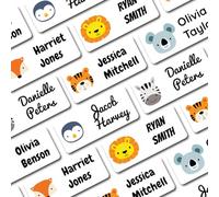 QuoteMyWall 36 Stick On Clothing Labels for School Uniform Clothes | Washable No Iron Personalised Name Sticker Tags Kids, Customised Children's Stationery (White)