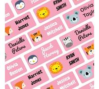 QuoteMyWall 36 Stick On Clothing Labels for School Uniform Clothes | Washable No Iron Personalised Name Sticker Tags Kids, Customised Children's Stationery (Blue) (Pink)