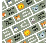 QuoteMyWall 36 Stick On Clothing Labels for School Uniform Clothes | Washable No Iron Personalised Name Sticker Tags Kids, Customised Children's Stationery (Blue) (Green)