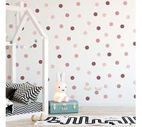 QuoteMyWall 60 Rose Gold Polka Dot Wall Stickers Blush Pink Colour Decals for Girls Boys Nursery Rooms Children's Bedrooms Kids Wall Art Removable Round Dot Peel & Stick (60 Pack)