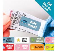 QuoteMyWall 84 Stick On Washable Clothing Labels for School Uniform Clothes | No Iron Personalised Name Sticker Tags Kids, Care Home Customised Peel & Stick Children's Stationery (Yellow)