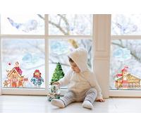 QuoteMyWall Christmas Bear Village Christmas Window Stickers