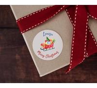 QuoteMyWall Christmas Personalised Sleigh Name Present Stickers Custom Gift Wrap Tag