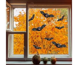 QuoteMyWall Halloween Bats Window Decal Stickers Removable Reusable Spooky Flying Bats Window Cling