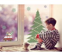 QuoteMyWall Large Christmas Tree, Truck, Snowflakes Christmas Window Stickers.