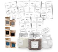 QuoteMyWall Pantry Labels Stickers for Kitchen Organisation Vinyl Jar Container Tags for Baking Tea Coffee Pasta Essential Modern Pack (White)