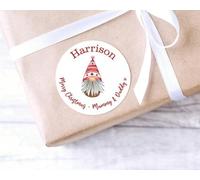 QuoteMyWall Personalised Name Sticker For Gifts Custom Label Xmas Gnome Name Tag