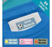 QuoteMyWall x84 Stick-On Clothing Labels for Children's School Uniform Labels Personalised Sports Football Basketball Icon Name Label Tags for Clothes (Pink)