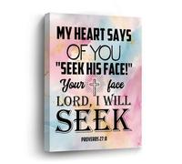 Quotes Canvas Wall Art 8x10in,My Heart Says of You Seek His Face! Your Face LORD I Will Seek Canvas Print Wall Artwork Rustic Wall Plaque Poster for Home Office Living Room Decoration