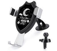 Quotes I Love You to The Moon and Back Stars Space Planets Dark Black Universal Car Phone Mount, Windshield Vent Phone Mount, Durable Handsfree Stand Strong Suction Cell Phone Holder for Men Women