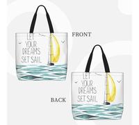 Quotes Let Your Dreams Set Sail Basic Models Tote Bag With Zipper With Inner Pockets,Laptop Work Tote Bag For Sport,Travel