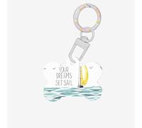 Quotes Let Your Dreams Set Sail Printing Dog Tag Bone Shaped Double Sided Pattern Dog Id Tags Bone Shaped Pet Name Tags Dog Collar Tags