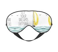 Quotes Let Your Dreams Set Sail Printing Soft Eye Mask,Double-Sided Soft Eye Cover for Sleep,Travel,Yoga, Adjustable Strap, Blocks Light
