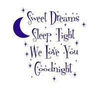 Quotes Sweet Dreams Sleep Well Moon Dormitory Vinyl Art Sticker 36x36.7cm Do not Damage The Wall Surface DarkBlue