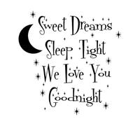 Quotes Sweet Dreams Sleep Well Moon Dormitory Vinyl Art Sticker 72x73.5cm Self Adhesive Black