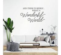 Quotes Wall Decal Vinyl I Think to Myself, What A Wonderful World Wall Decor Art Decals Nursery Removable Wall Decor for Bedroom Living Room Kitchen 18"