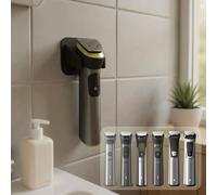 Quoti3d Universal Wall Mount Clipper - Compatible with Philips Multigroom Series 5000 7000 9000 - Removable Adhesive Attachment - Space Saving Bathroom - Made in France (Black)