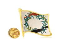 Quoting Word Fish Image Sea Golden Metal Flag Lapel Pin Badge