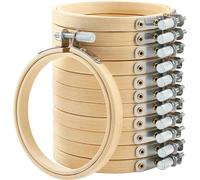 QUOTRE Pack of 16 Bamboo Embroidery Hoop Cross Stitch Frame 8 cm Circle Cross Stitch Hoop Embroidery Ring for DIY