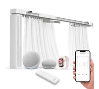 Quoya QL500 Smart Curtains System, Electric Curtain Track with Automated Rail【Motorized and Adjustable Tracks/Rod/Pole (up to 3 metres 】【WiFi Motor compatible with Alexa,Google,Siri】