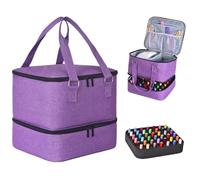 Quoyiyo Nail Polish Organizer Case Hold 42 Bottles (15 ml) and Nail Lamp, Double Layer Storage Case with Adjustable Dividers for nail Supplies