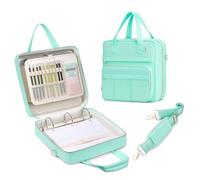 Quoyiyo Zipper Binder | 3 Inch O-Ring, 600 Sheet Capacity Trapper Keeper with Shoulder Strap & Handle, Binder Bag with Multiple Storage Pockets, Fits 13" Laptop (Mint Green)