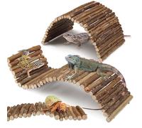QUOZUO 2PCS Reptile Hideout Hermit Crab Bendable Wooden Bridge, Hermit Crab Hideout Climbing Toys, Reptile Tank Habitat Decor Wooden Hiding Hut for Hermit Crab Lizards Mouse Spiders (medium and small)
