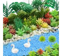 QUOZUO 82pcs Model Plants Miniature Trees Train Scenery Rainforest Fairy Garden Accessories Model Railway River Small Stone Artificial mini Plants Park Garden Scene Architecture Building