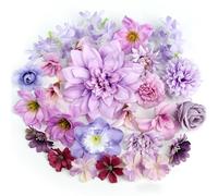 QUOZUO Artificial Flower Heads, Mini Silk Roses Peonies Daisy Purple Floral Fake Flower Heads for DIY Wreath Gift, Cake Decorations, Table Centerpieces, Party Wedding Home Decoration, 26PCS