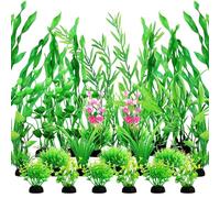 QUOZUO Green Fish Tank Decor Aquarium Plants, 25pcs Fish Tank Decorations Plants, Fish Tank Accessories, Aquarium Decor Artificial Plants, Small to Large