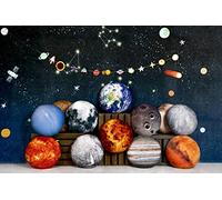 Qupace 11 Piece Set Space Decor Planet Throw Pillow Covers Solar System Universe Planet Image Decorative Cushion Cover 15X15'' Round Pillow Case Kids Room Decoration Pillows Covers