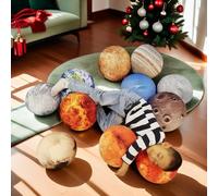 Qupace 11 Piece Set Space Planet Throw Pillow Covers Solar System Universe Planet Image Decorative Cushion Cover Round Accent Pillow Case 3D Home Decoration Pillows Covers 10X10Inch