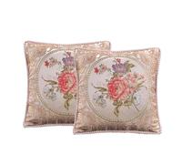 Qupace Set of 2 Embroider Vintage Throw Pillows Covers 18x18in，Flowers Retro Decorated Pillow Covers Sofa Couch Floral Embroidered Cushion Cover for Sofa Bed Chairs Car (Khaki-1, 18x18 in)