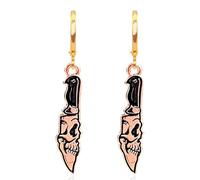 QUPENGXU Halloween Ghost Face Knife Earrings Funky Gothic Creepy for Women Party Gifts, S, Metal, No Gemstone