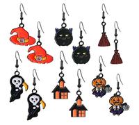 QUPENGXU Halloween Ghost Face Knife Earrings Funky Gothic Creepy for Women Party Gifts, S, Metal, No Gemstone